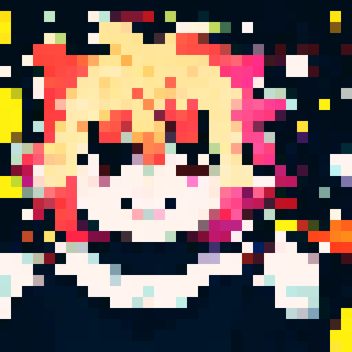 determined astronaut, floating gracefully, swirling galaxy, vibrant stars, nebulae, character portrait, close up, anime style, pixel art