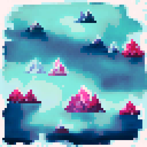 billowing northern lights over icy tundra and pines neon blue and pink