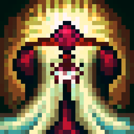 Shalltear Bloodfallen, sRGB colors, skill art, close up, portrait, with flowing scarlet hair, in a 32x32 pixel art style