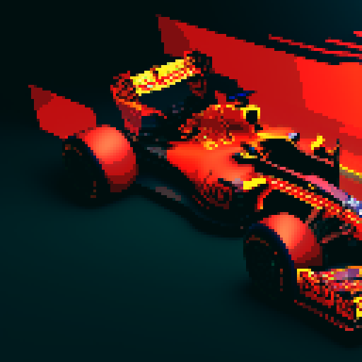 Red bull formula 1 car, full car in view, side profile, red background, close up