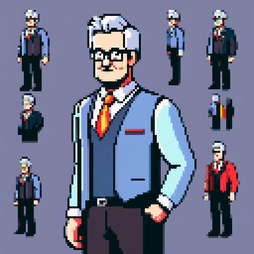 Middle-aged HR manager, formal dress, German national, pixel art, sRGB