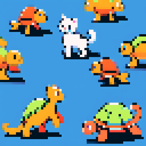 cat, dog, turtle, goldfish, standing together