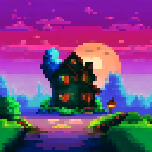 house with lights on near forest, night