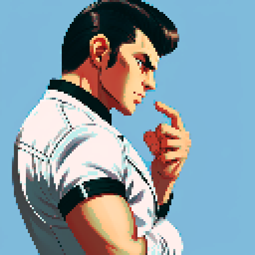 Tough Greaser man wearing motorcycle jacket with pompadour hairstyle, portrait, face avatar, sRGB colors.