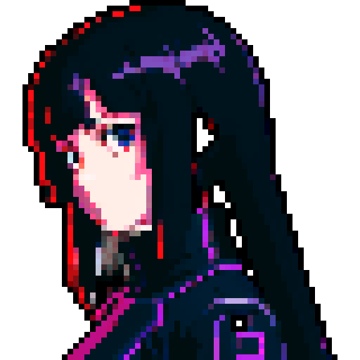 Anime cyberpunk girl, looking to the right slightly, dark plain background