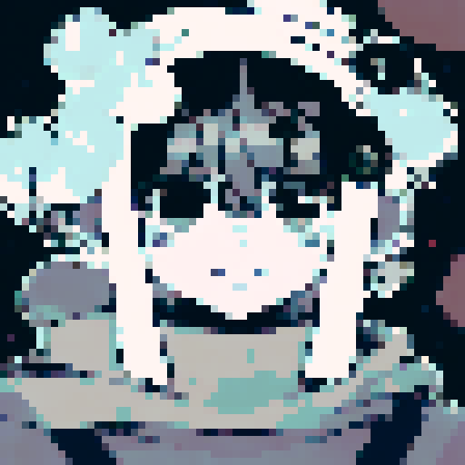 Moon priestess with navy robes and silver jewelry, her stoic expression conveying ancient wisdom, depicted in a close-up pixel art character portrait with anime-style shading.