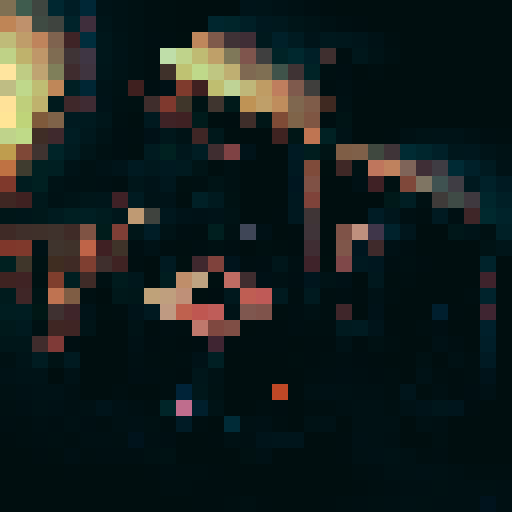 abandoned factory, virus-infected animatronics, decay, danger, chaos, broken machinery, flickering lights, remnants of virus, damaged crates, shattered windows, ominous shadows, viral traces, dark desaturated tones, pixel art