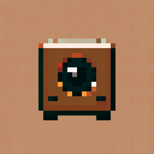 speaker icon brown, nostalgic, old school, pixelated, 32x32 game icon, sRGB, skill art, close up, portrait