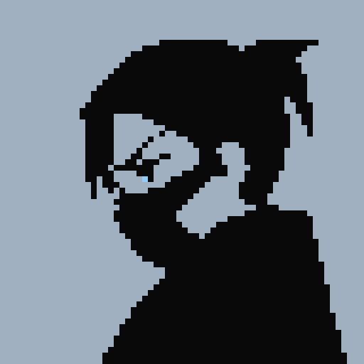 Cyber ninja in 2D pixel graphics, side view, profile, face to the right, full size, resolution 48x48 pixels, dressed in classic ninja gear, dark color palette (dark red, gray, black), game sprite, clean and crisp pixel borders, neutral or determined facial expression. pixel game Character. ninja bandage