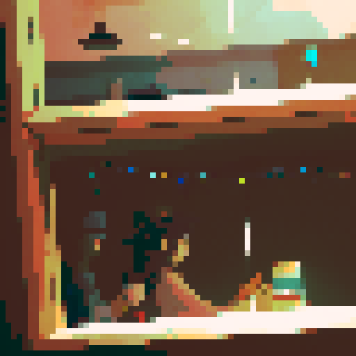 boy with long hair, hat on, bottle next to him, unbothered, mirror reflecting party behind him, pixel art, important one girl to his left she is looking at her phone