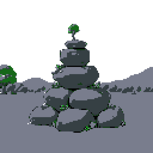 2d grey stone pile of boulders in an ancient english style. Old and crumbling but still upright. Green vines crisscross it. Usable as an asset (clear, thick lines and a white background). Put a black stroke around the composition