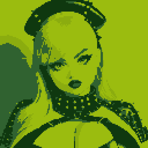 curvy, busty goth babe with studded collar. Portrait of head,  big titty goth, in a close up nude glamour shot. modern tile backsplash.