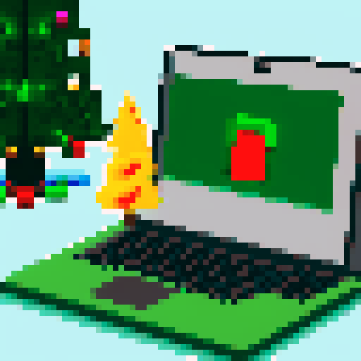 Computer with a Christmas Tree instead of a monitor