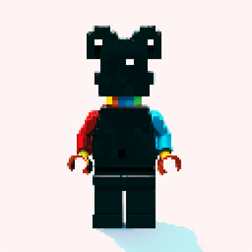 lego pixel, vibrant colors, blocky shapes, small plastic bricks, isometric perspective, retro video game, low resolution, 8-bit graphics, sharp edges, square grid, limited color palette, nostalgic feel, brick-built characters, iconic lego logo, digital recreation, detailed textures, crisp lines, simplified forms, nostalgic gaming vibes rainbow body