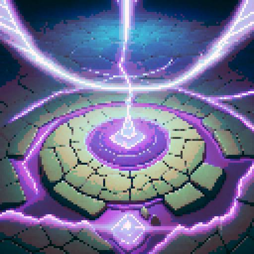 A psychic-themed battleground viewed from within, featuring a flat, rune-inscribed stone floor in purples and blues, tilted slightly upward to give depth. The player's perspective starts in the bottom-left, with faint glowing runes and soft psychic energy lines tracing the ground. Subtle floating crystals and swirling arcs of purple and pink energy decorate the middle-right. The background features muted clouds and faint stars, blending seamlessly to enhance the psychic atmosphere. 