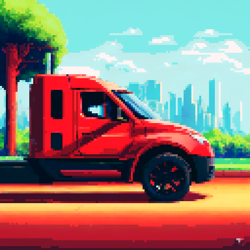 Photorealistic whole Tesla Cybertruck, centered, three-quarter view, right front wheel, clean background, realistic colors, pixel art style