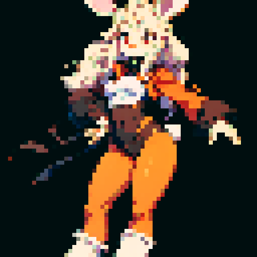 A character sprite in the style of RPG Maker MV of a rabbit furry