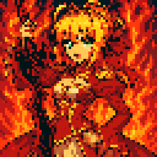 Fate Extra Nero Claudius, vibrant, regal, fiery, warrior, anime style, sRGB, pixel art