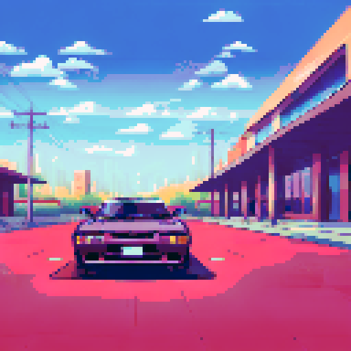 Photorealistic whole Nissan Skyline GT-R, three-quarter view, right front wheel, clean background, sRGB colors, pixel art style
