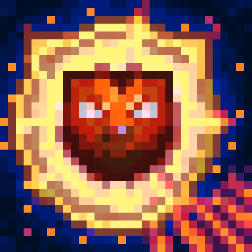 Orange cat icon with a fluffy tail, round eyes with heart-shaped pupils, and a playful expression, set against a bright pink background in 32x32 pixel art style, perfect for a game icon or cute skill art close up portrait