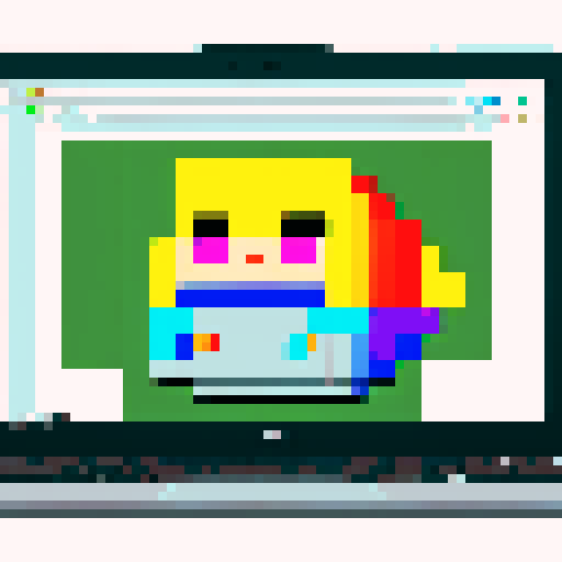 Pixel art drawing that is a laptop or computer with a double screen and that there is a java programming code