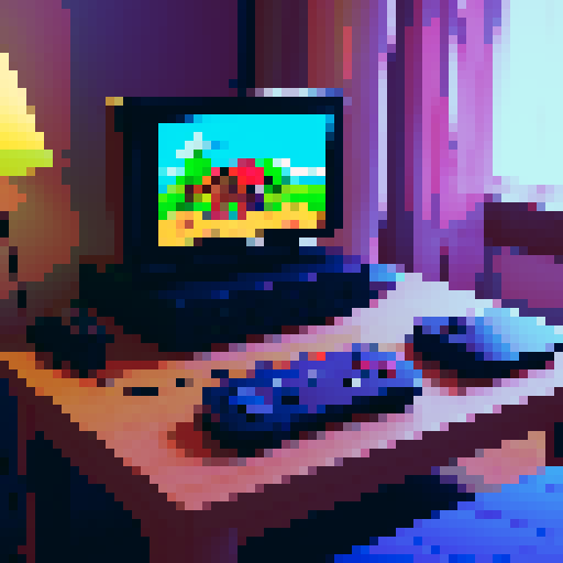 n64 game console in cozy room with the image of a cabin on the screen saying "start"
