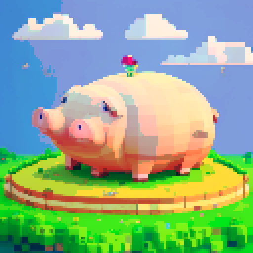 cute overweight pig, anthropomorphic, huge rotund belly, jolly atmosphere, sweating in the beating heat, stretching his back, agriculture, exposed jutting belly, pixel art
