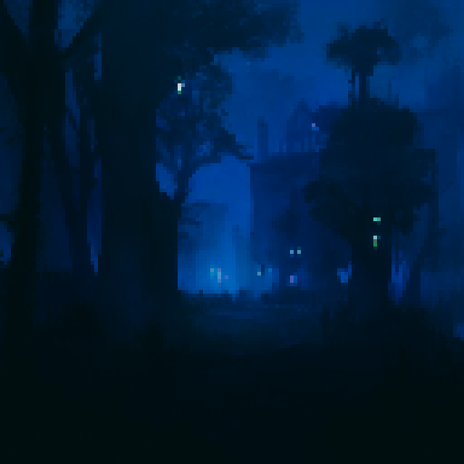 Night forest, dark background, scary