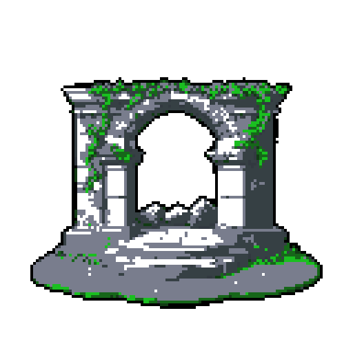 2d grey stone well in an ancient english style. Old and crumbling but still upright. Green vines crisscross it. Usable as an asset (clear, thick lines and a white background). Put a black stroke around the composition