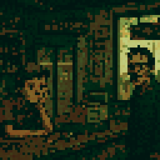 dirty old gas station interior with a tired young male clerk behind the counter. a creep smiling customer is standing and staring.
