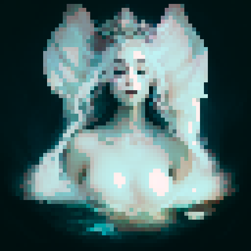 Create a close-up image of a mermaid with a crown in a medieval dark style, with her face partially submerged underwater. Half of her face is above the water's surface, revealing her beautiful features. The crown should have an ethereal, shimmering quality, adding to her majestic presence.