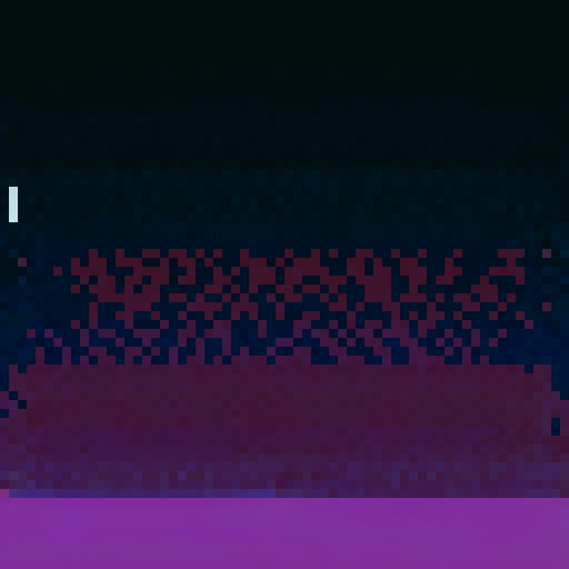 Top of weathered skyscraper, extending down 20 floors with jutting items, cracked and textured brick, muted purple color scheme Barred windows, 3 yellow-lit windows per floor sRGB, pixel art, background, portrait style, include full building