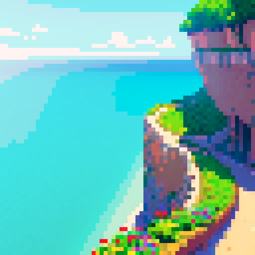 High cliff on the left hand side right hand side is the cliff in the sea in the middle there is a road