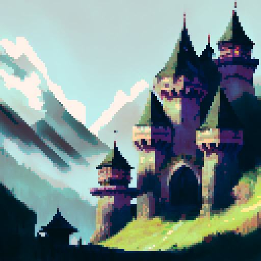 dracula's castle, surrounded by a creepy woods and mountains.