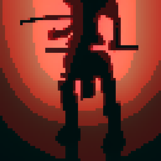 "Futuristic samurai wielding neon swords slashes through an army of metallic robots, their sleek forms rendered in vibrant pixel art."