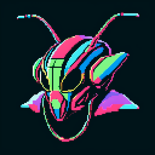 praying mantis helmet, retro 8-bit, intricate detailing, sharp angles, pixel art, 4 colors limit