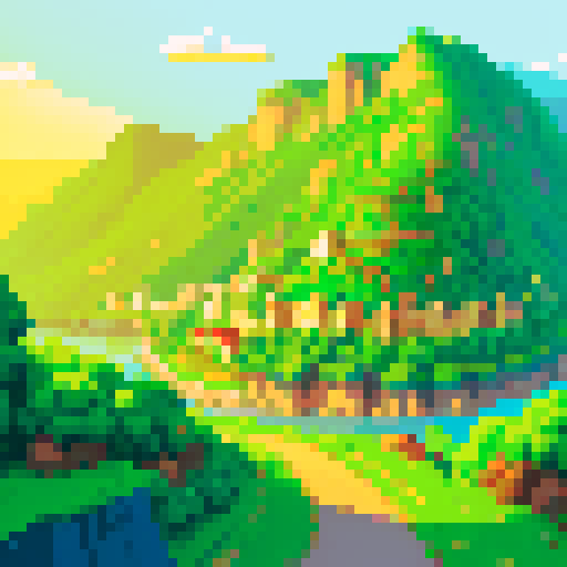 Beautiful scenery with mountains . A lot of greenery. Sunrise 