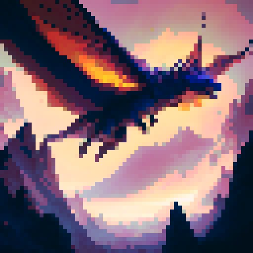 Fiery dragon soaring over a misty mountain range, scales gleaming in the sunlight, wings spread wide in majestic flight, amidst a backdrop of medieval castles and mythical creatures