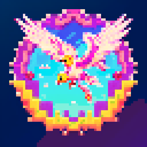 Terraria wings, vibrant colors, intricate details, pixelated feathers, shimmering textures, from pale pink to light gold, dynamic angles, floating in mid-air, pixel art, sRGB palette