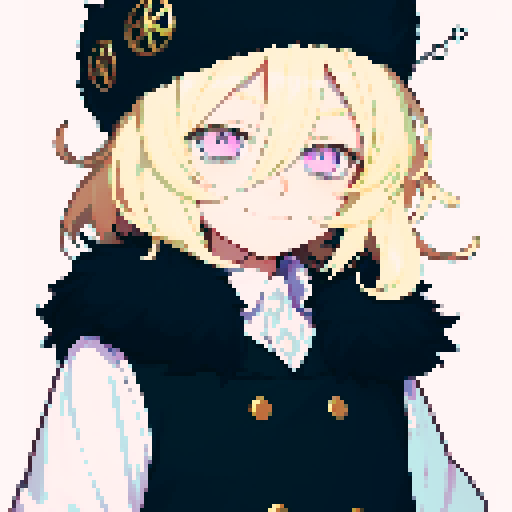 visual novel sprite,  solo male, straight-on, inframe, facing viewer, perfect anatomy, looking at viewer, manly, round pupils, best quality, very aesthetic, {{{{{blonde eyelashes}}}}}, light blonde, smile, closed mouth, light pink eyes, tareme, hair between eyes, ushanka hat, black fur collar, visual novel sprite, black vest, puffy sleeves, black elbow gloves, solo male, sadistic, waist  and up, straight-on, inframe, round eyes, facing viewer, full body, big hair, short hair, perfect anatomy,