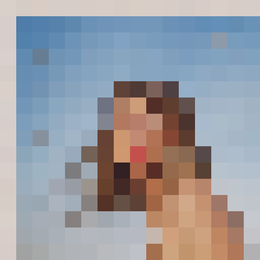 Taylor Swift with beach waves on the cover of the album "1989 (Taylor's Version)", wearing a retro white bikini, against a vibrant blue sky backdrop with seagulls, capturing an extreme close-up portrait in the style of a 16x16 game icon, no border