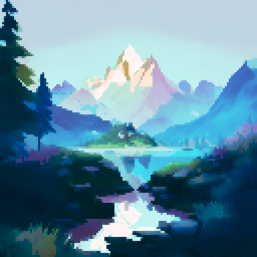 Lakeside, mountains, summer, sunshine, beautiful nature, fantasy 