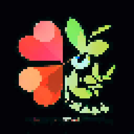 A pixel symbol displayed in a retro arcade game