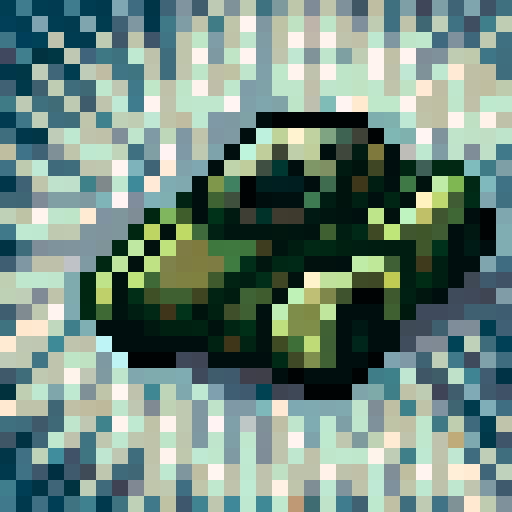 top-down pixel art sprite, World War II army tank, bird's eye view, sleek olive green body, rugged tank treads, rotating turret, menacing barrel, pixel art, sRGB, game asset