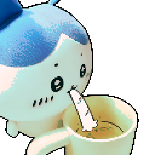 cartoon rabbit with blue ears, character portrait, close up, anime style, pixel art, vibrant colors, expressive eyes, detailed fur texture