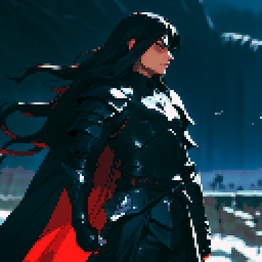 male, black armor, giant sword, long black hair, sexy, dark knight