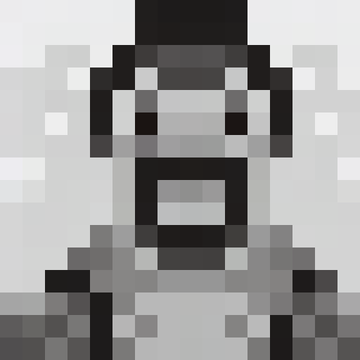 blacksmith with a thick, bushy beard, close-up in a 16x16 pixel art portrait style, showcasing intricate details of the beard strands and facial expression, reminiscent of a game icon