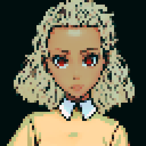 Teenage black girl with light brown hair and red eyes