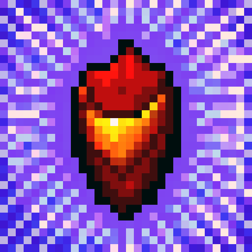 kunai, skillful craftsmanship, metallic gleam, detailed engraving, sharp edges, vibrant colors, pixelated texture, close-up, intense gaze, sRGB palette, game icon