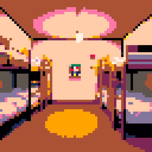 a dorm room with lots of bunk beds, in an underground emergency bunker.